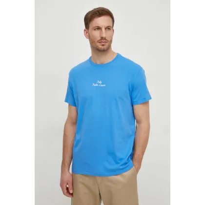 Zdjęcie Polo Ralph Lauren t-shirt bawełniany męski kolor niebieski gładki