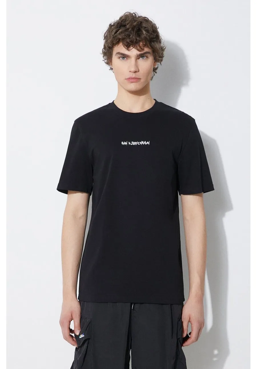obrazek 1 Han Kjøbenhavn t-shirt bawełniany Graphic Font męski kolor czarny z nadrukiem M-133614