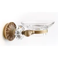 Picture Wall soap dish in brunito brass with Swarovski crystal in a classic design - Il Paralume Marina