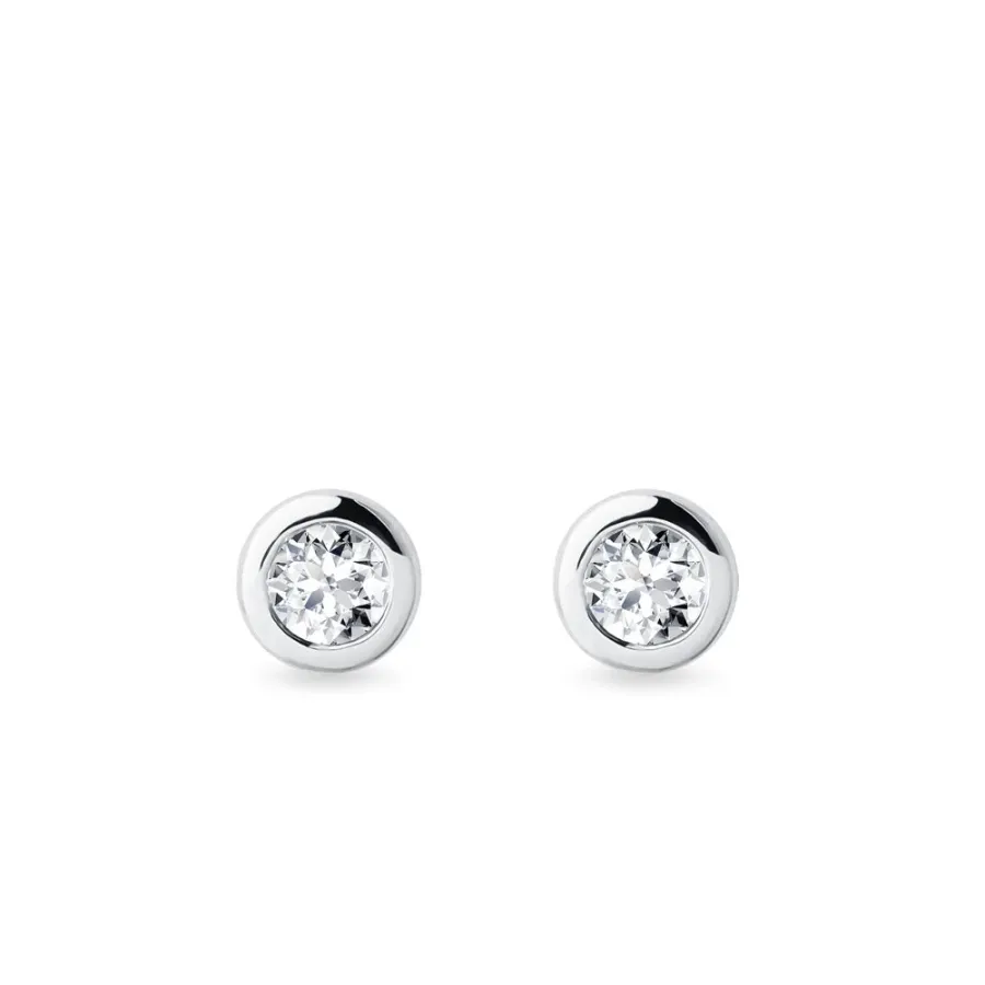 obrazek 1 Minimalistyczne kolczyki z białego złota z 3 mm diamentami KLENOTA