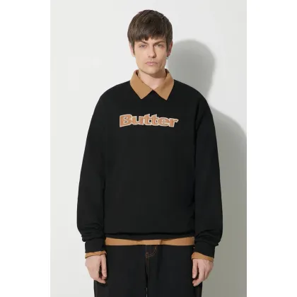 Zdjęcie Butter Goods bluza Felt Logo Applique Crewneck męska kolor czarny z aplikacją BGQ423D20904