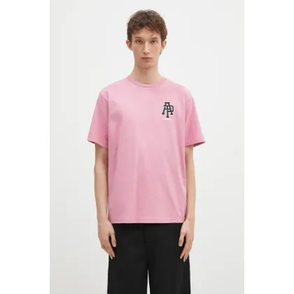 Zdjęcie AAPE t-shirt bawełniany Basic męski kolor różowy z nadrukiem AAPTEM1562XXN
