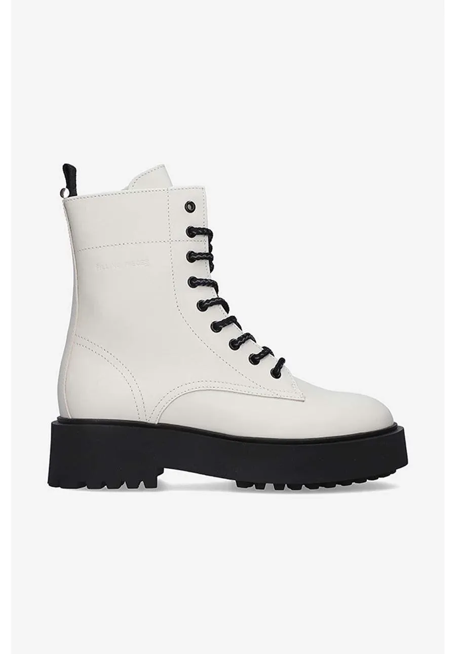 obrazek 1 Filling Pieces workery skórzane Jenn damskie kolor biały na płaskim obcasie 55628221812