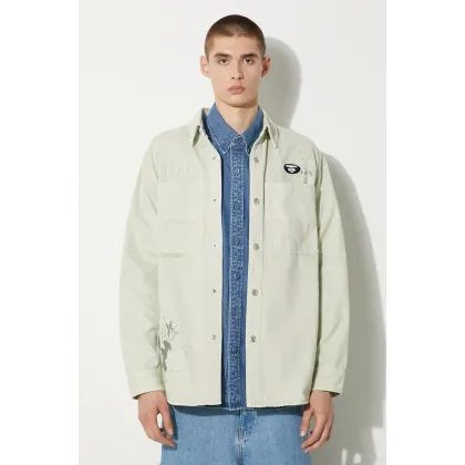 Zdjęcie AAPE koszula bawełniana męska kolor niebieski relaxed z kołnierzykiem klasycznym AAPSRM8477XXM