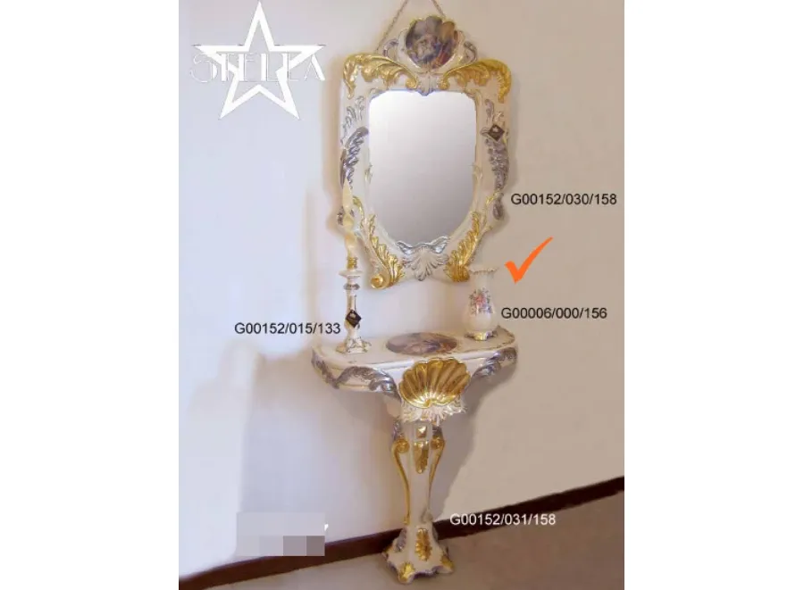 obrazek 1 Ceramiczny wazon beżowy z platyną i złotem - dekoracja kwiatowa