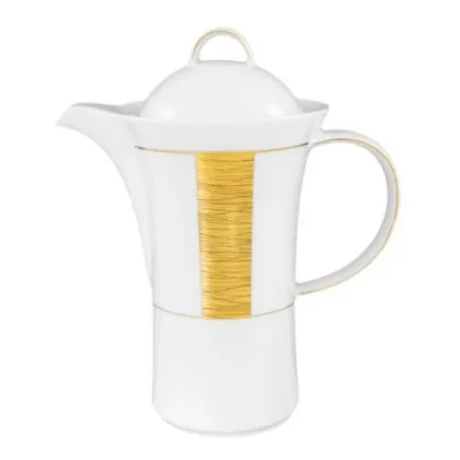 Picture White porcelain coffee pot with gold decoration in a modern style - Tettau