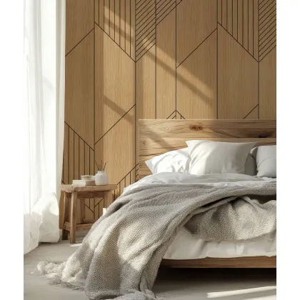 Zdjęcie 275x60x1,1 cm LD (Skandi 1) panel frezowany MDF fornir dębowy - ozdobna dekoracja ścienna 3D