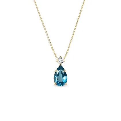 Zdjęcie Wisiorek wykonany z żółtego złota z niebieskim topazem London KLENOTA