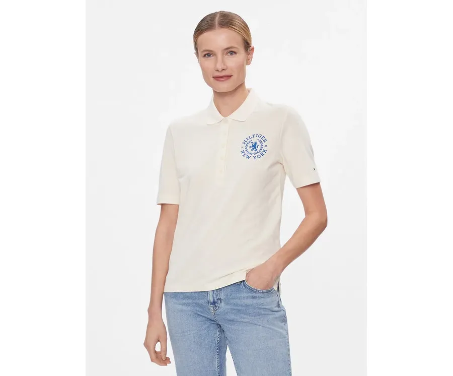 obrazek 1 Tommy Hilfiger Polo Reg Crest Emb Polo Ss WW0WW41061 Écru Regular Fit