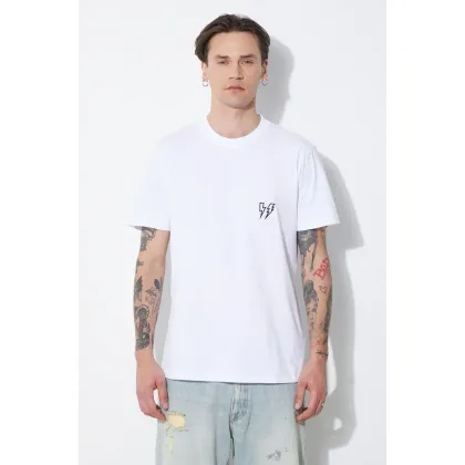 Zdjęcie Neil Barrett t-shirt bawełniany Slim Double Bolt męski kolor biały z aplikacją MY70218R-Y523-100N