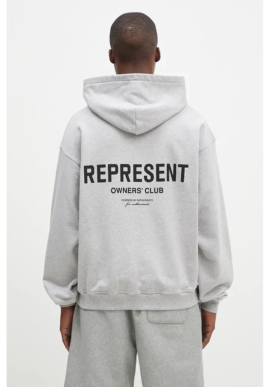 obrazek 1 Represent bluza bawełniana Represent Owners Club Zip Hoodie męska kolor szary z kapturem z nadrukiem OCM41122.158