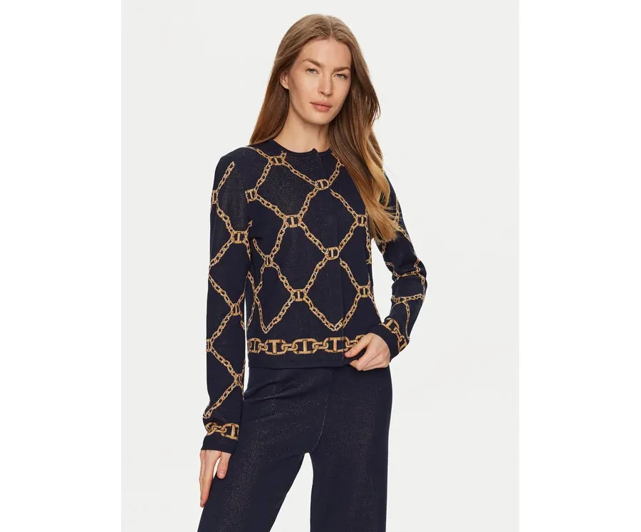 obrazek 1 TWINSET Kardigan 241TP3522 Granatowy Straight Fit