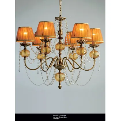 Zdjęcie Żyrandol z sześcioma światłami z misami ze szkła Murano i stożkowymi kloszami - Il Paralume Marina