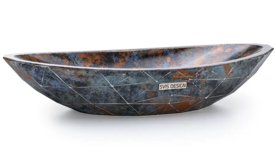 obrazek 1 Wyjątkowa umywalka 60 cm DIAMOND BASIC – ALCHEMY, niebieski, czarny i miedziany, lakier półmatowy