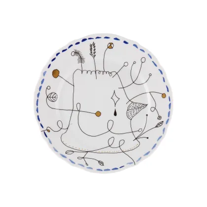 Zdjęcie Stylowy porcelanowy talerz deserowy Folkifunki z unikatowym wzorem - Vista Alegre