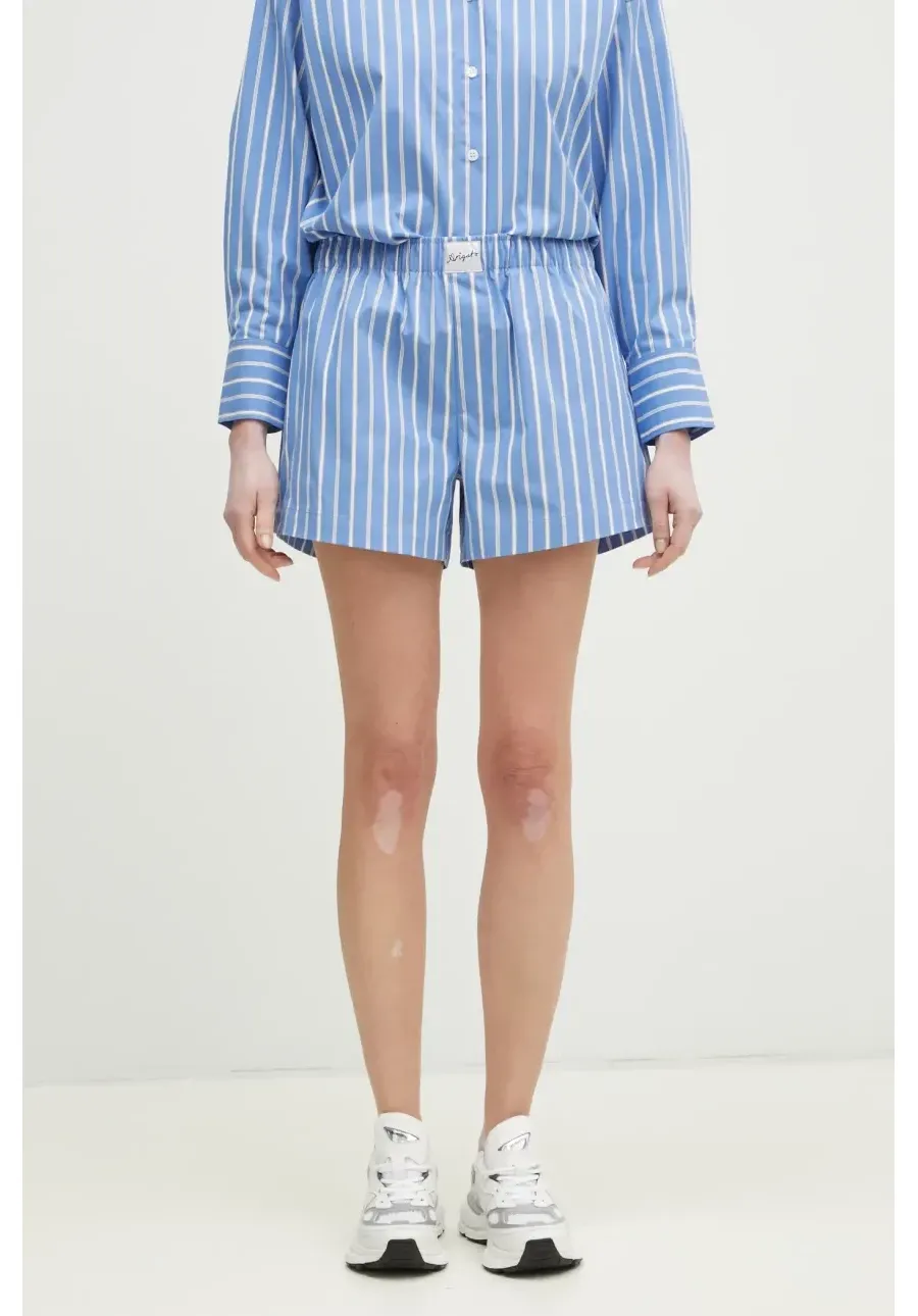 obrazek 1 Axel Arigato szorty Boxer Striped Shorts damskie kolor niebieski wzorzyste medium waist A2871001