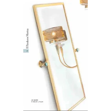 Zdjęcie Lustro ścienne z mosiądzu z kaboszonem malachitowym - Il Paralume Marina