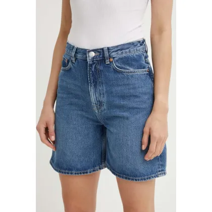 Zdjęcie Samsoe Samsoe szorty jeansowe SASHELLY damskie kolor niebieski gładkie high waist F24200011