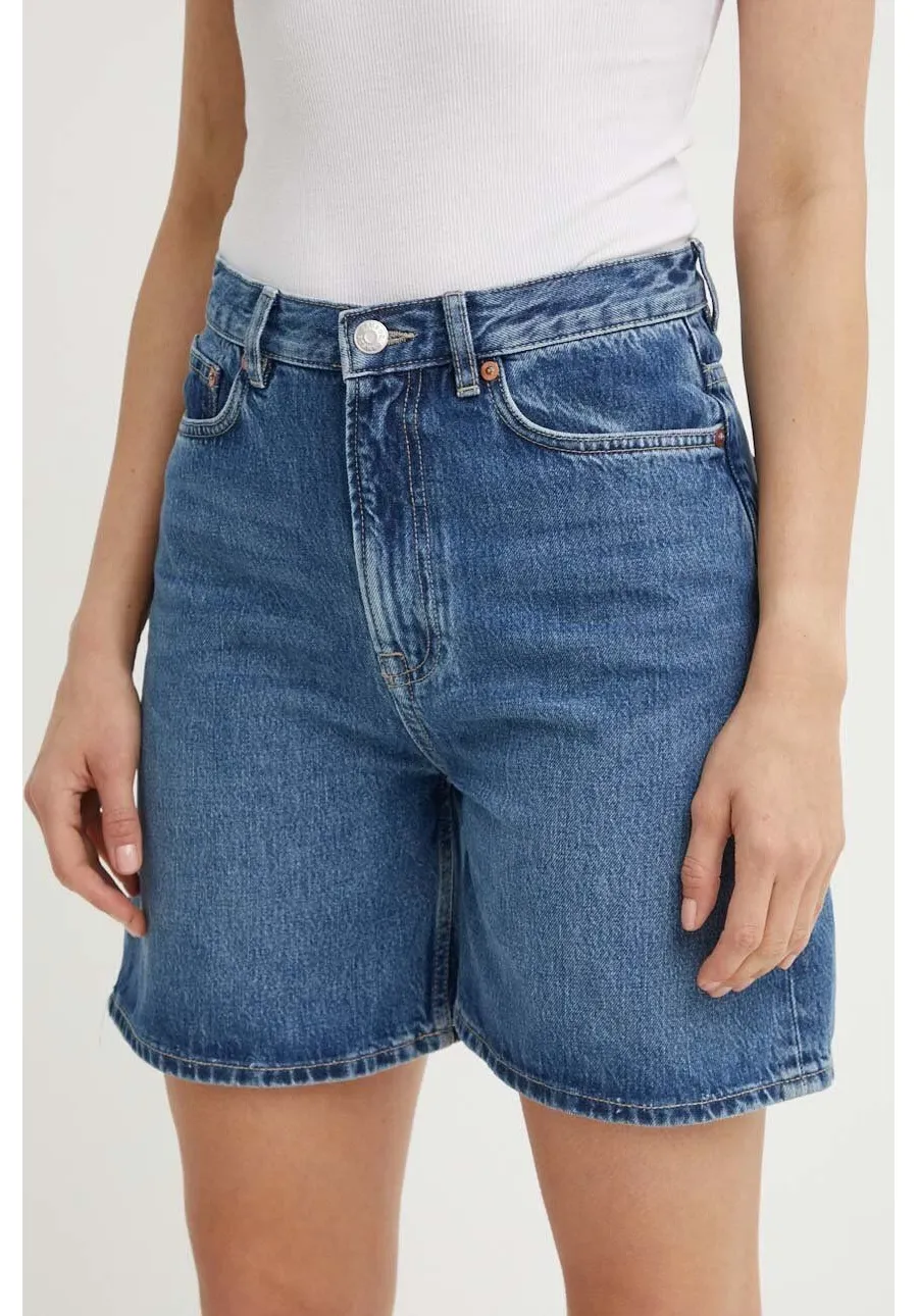 obrazek 1 Samsoe Samsoe szorty jeansowe SASHELLY damskie kolor niebieski gładkie high waist F24200011