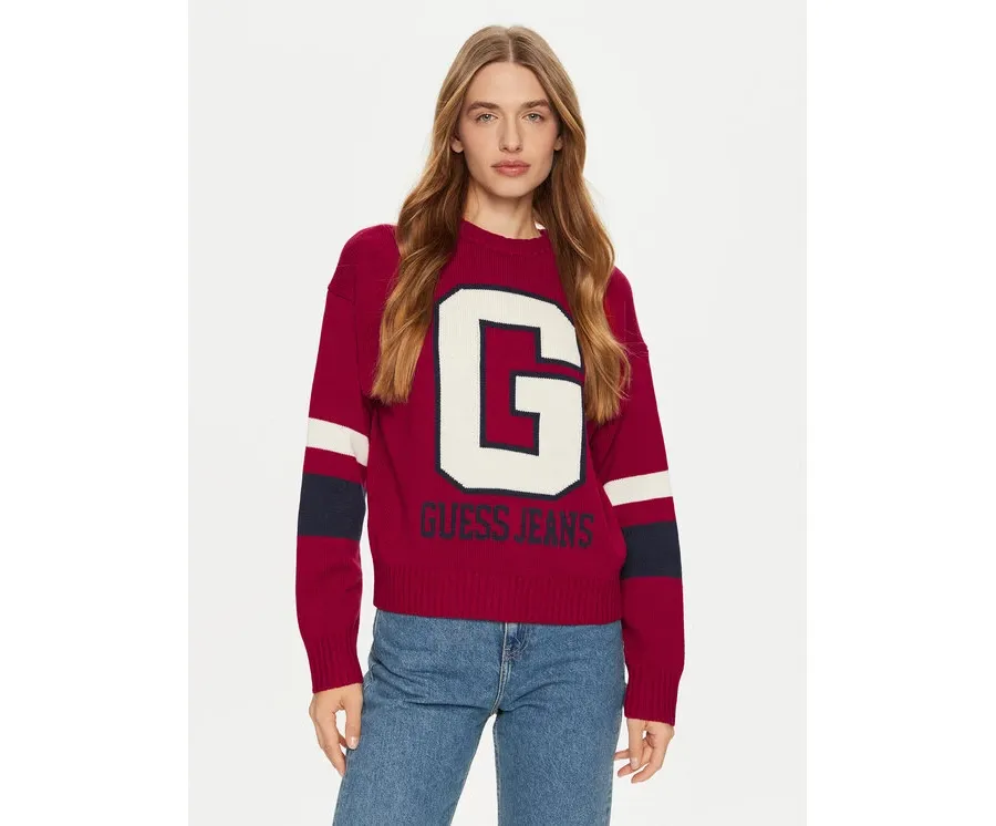 obrazek 1 Guess Jeans Sweter W4BR11 Z3HN2 Czerwony Regular Fit