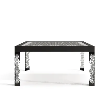 Picture Elite square dining table in black, inspired by arabesques