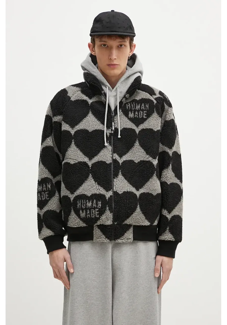 obrazek 1 Human Made kurtka Heart Fleece męska kolor czarny przejściowa oversize HM28JK040