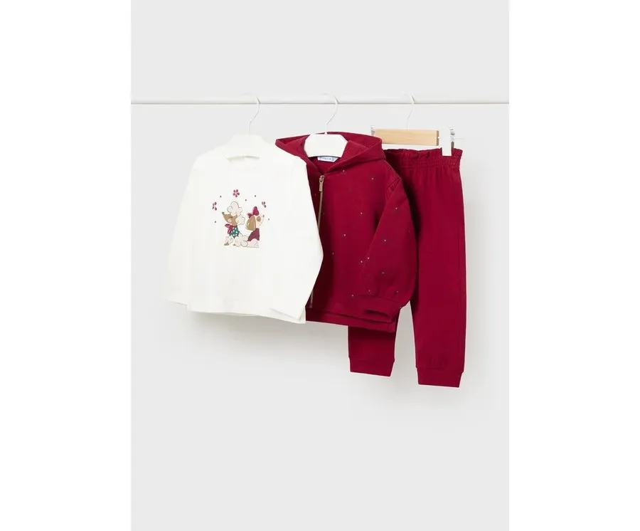 obrazek 1 Mayoral Komplet bluza, bluzka i spodnie 2825 Czerwony Regular Fit