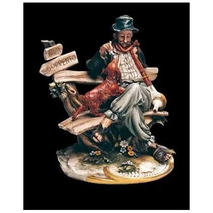 Zdjęcie Salonowa figurka z porcelany - mężczyzna z psem