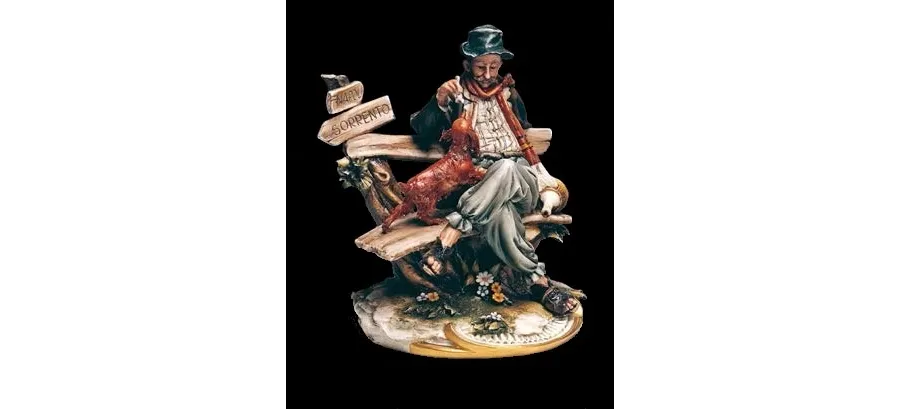 obrazek 1 Salonowa figurka z porcelany - mężczyzna z psem