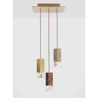 Zdjęcie Ręcznie wykonana lampa wisząca, żyrandol z trzema rodzajami wykończeń