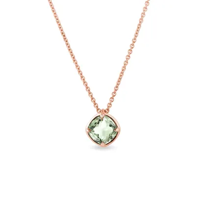 Zdjęcie Naszyjnik z zielonym ametystem w różowym złocie KLENOTA