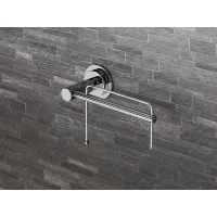 Picture Brass toilet paper holder with a chrome finish