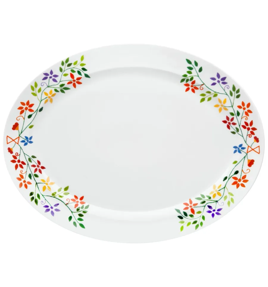 obrazek 1 Porcelanowy duży owalny talerz Vila Verde z delikatnym motywem kwiatowym - Vista Alegre