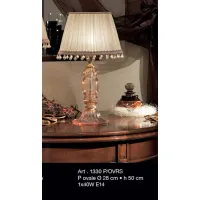 Zdjęcie Lampa z bursztynowego szkła Murano z różowym abażurem w kwiaty - Il Paralume Marina