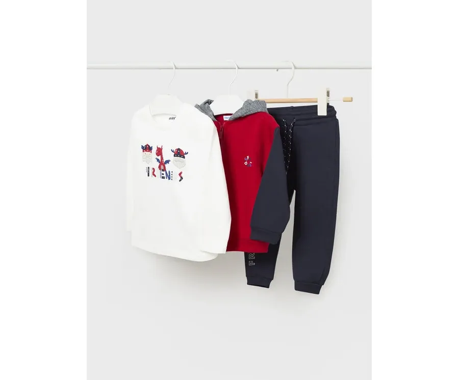 obrazek 1 Mayoral Komplet bluza, bluzka i spodnie 2.875 Czerwony Regular Fit