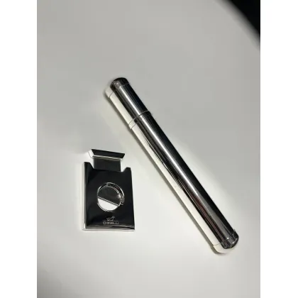 Zdjęcie Posrebrzana obcinarka do cygara wraz z etui na jedno cygaro