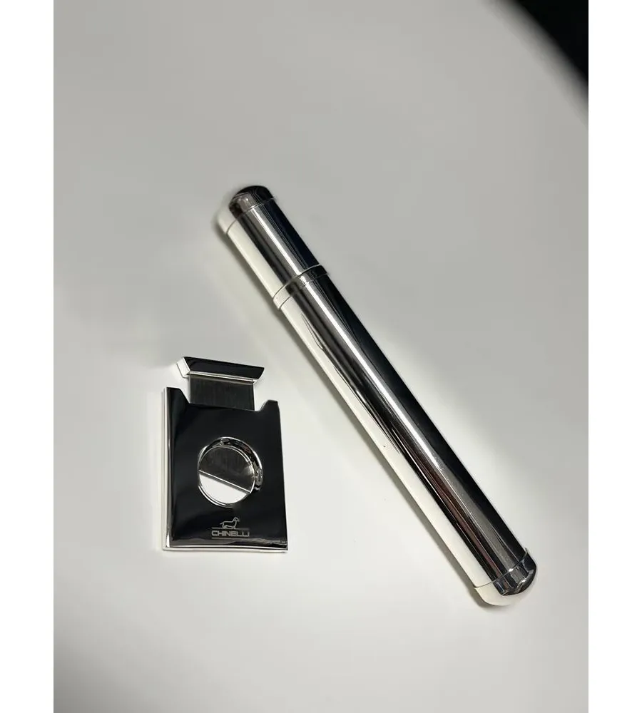 obrazek 1 Posrebrzana obcinarka do cygara wraz z etui na jedno cygaro