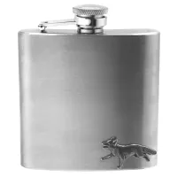 Picture Stainless steel hip flask with a fox emblem - a stylish gift for hunters