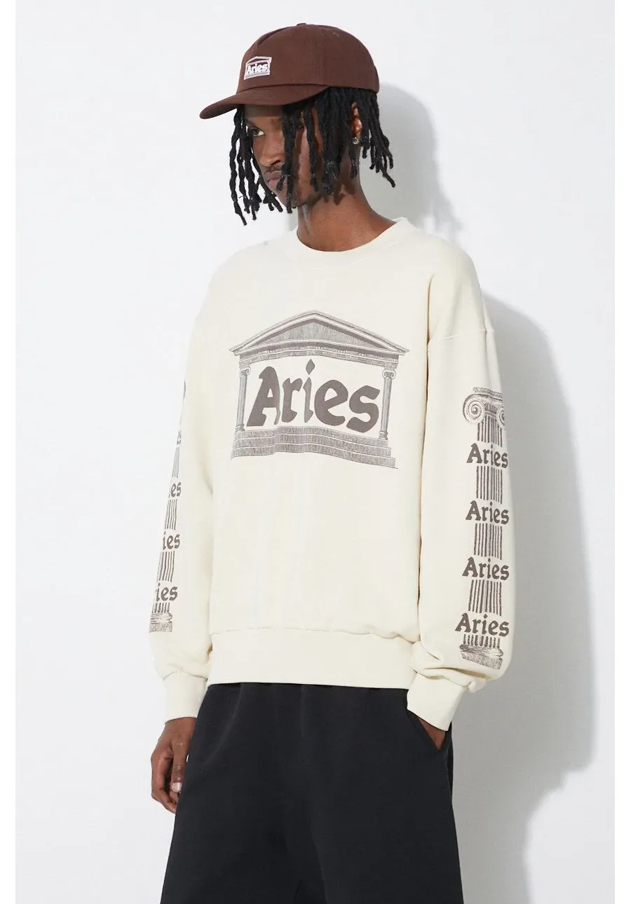 obrazek 1 Aries bluza bawełniana Ancient Column Sweat męska kolor beżowy z nadrukiem SUAR20034