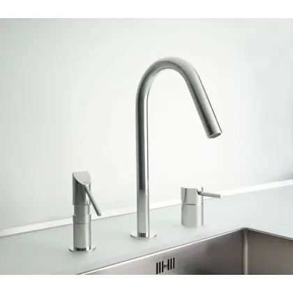 Zdjęcie Luksusowa minimalistyczna bateria jednouchwytowa z wyciąganym prysznicem ręcznym wykonana z najwyższej jakości stali nierdzewnej