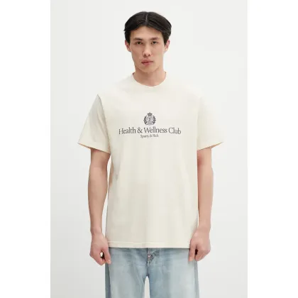 Zdjęcie Sporty & Rich t-shirt bawełniany H&W Crest kolor beżowy z nadrukiem TO043606241CR01