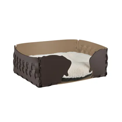 Zdjęcie Niepowtarzalne skórzane legowisko dla psa 35x20xH15 cm w kolorze czekoladowym