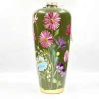 Picture A wonderful tall, narrow, dark green vase - a beautiful decoration for a gift