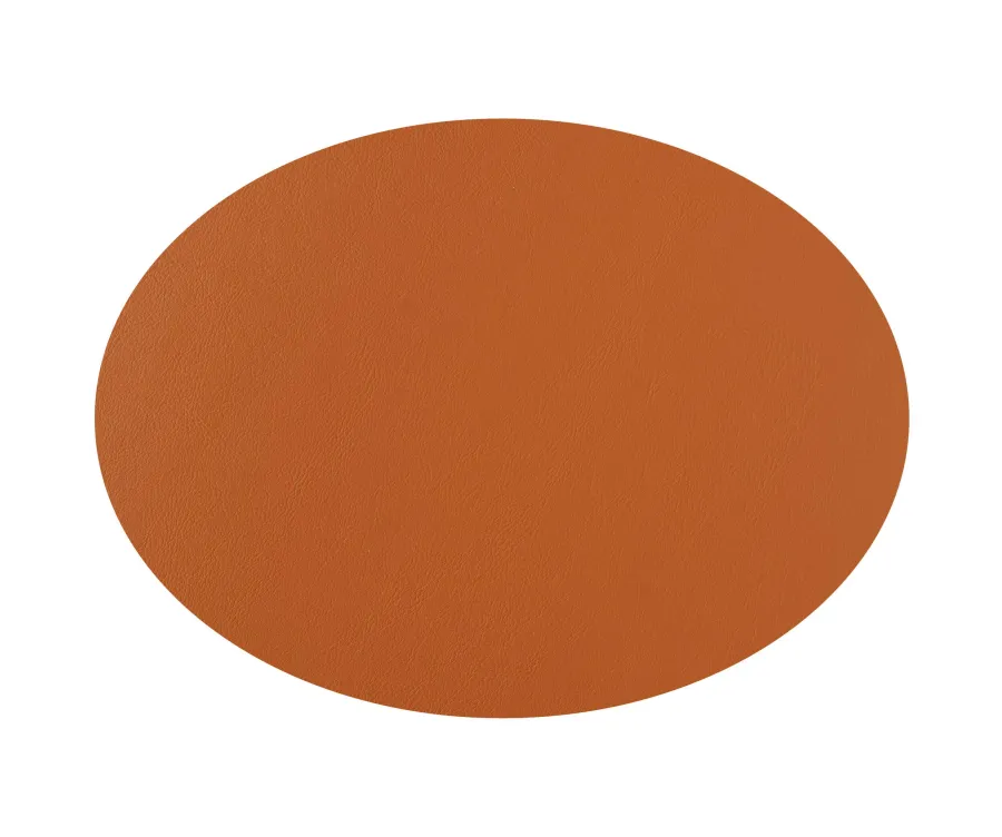 obrazek 2 Owalna skórzana podkładka stołowa 47,5x35 cm w kolorze koniakowym i bordowym