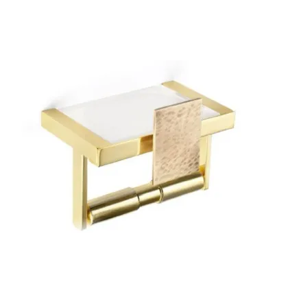 Zdjęcie Uchwyt na papier toaletowy z kolekcji Rectangular z polerowanego mosiądzu o wyjątkowym designie - Il Paralume Marina