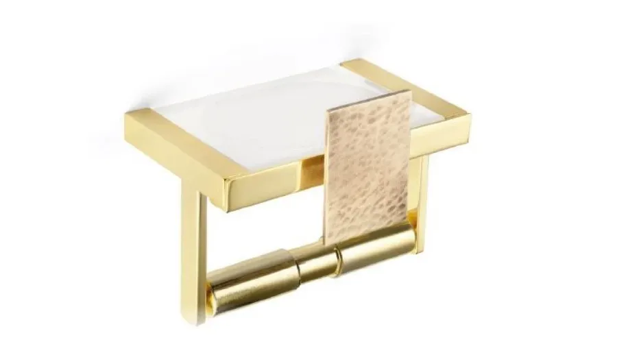 obrazek 1 Uchwyt na papier toaletowy z kolekcji Rectangular z polerowanego mosiądzu o wyjątkowym designie - Il Paralume Marina