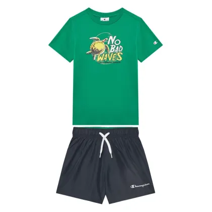 Zdjęcie Champion Komplet t-shirt i spodenki 307063 Zielony Regular Fit