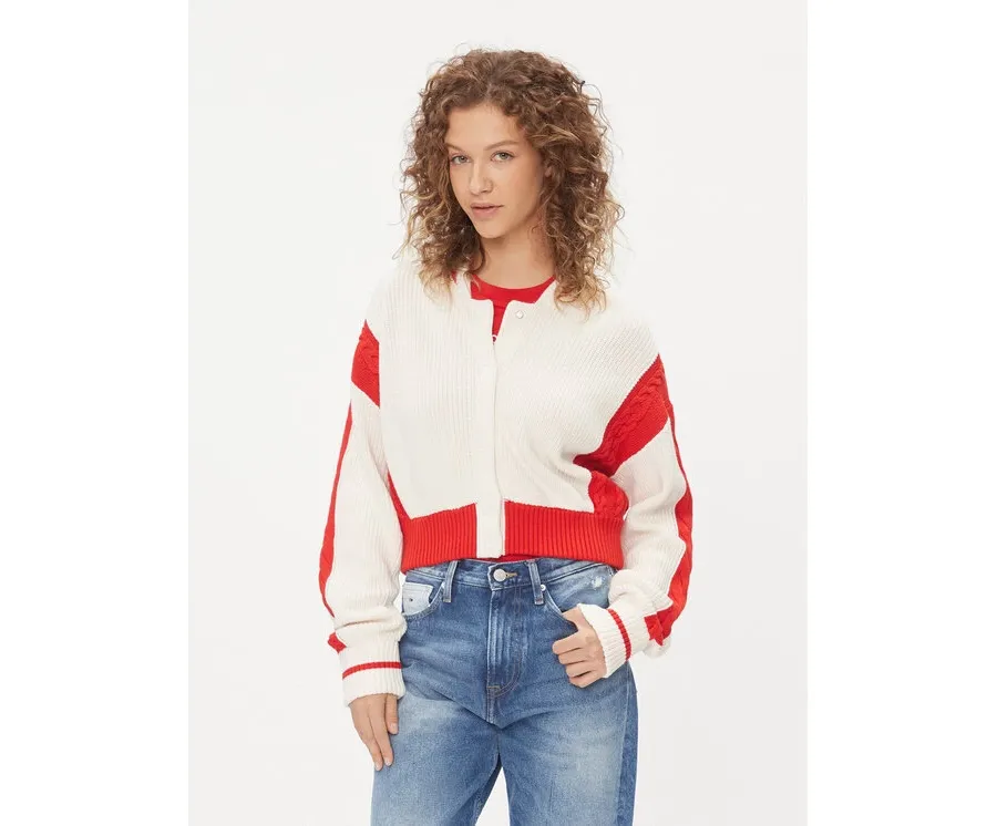 obrazek 1 Tommy Jeans Kardigan Archive DW0DW15856 Écru Regular Fit