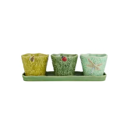 Picture Decorative set of 3 ceramic vases - Bordallo Pinheiro