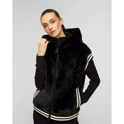 Zdjęcie Czarna Kamizelka Ze Sztucznego Futra Z Kapturem Sportalm